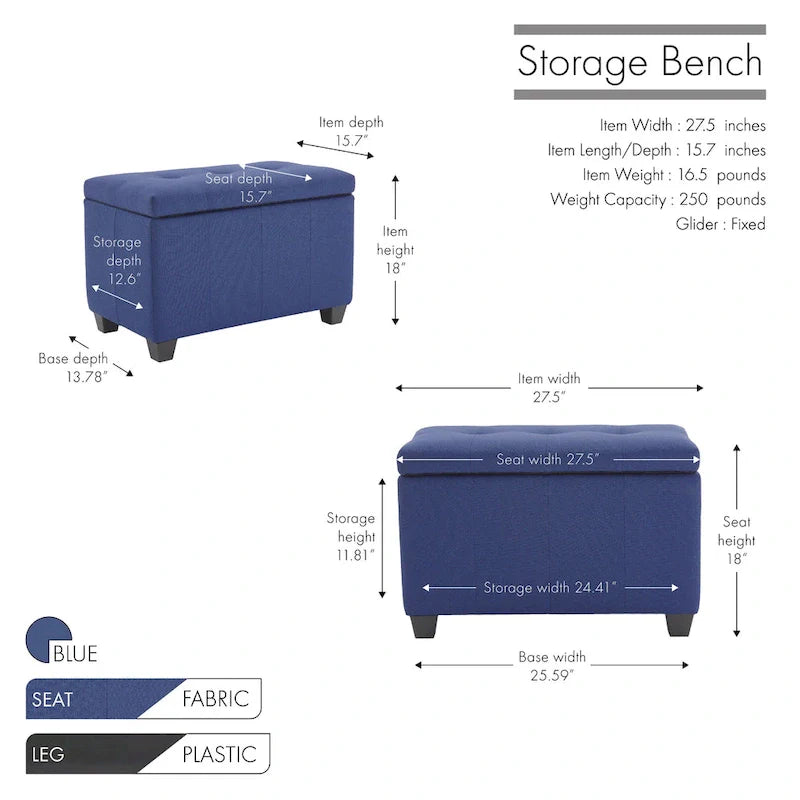 Porthos Home Vivi Fabric Flip Top Storage Bench