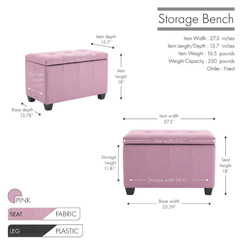 Porthos Home Vivi Fabric Flip Top Storage Bench