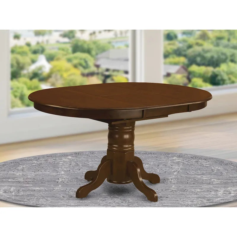 East West Furniture Kenley Modern Kitchen Table - an Oval Dining Table Top with Butterfly Leaf & Pedestal Base, (Finish Options)