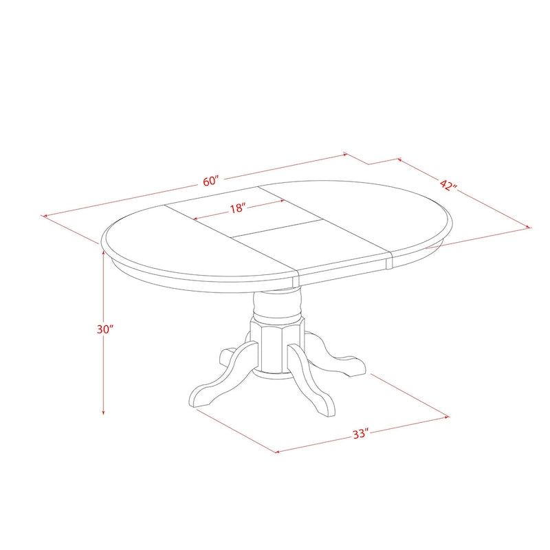 East West Furniture Kenley Modern Kitchen Table - an Oval Dining Table Top with Butterfly Leaf & Pedestal Base, (Finish Options)