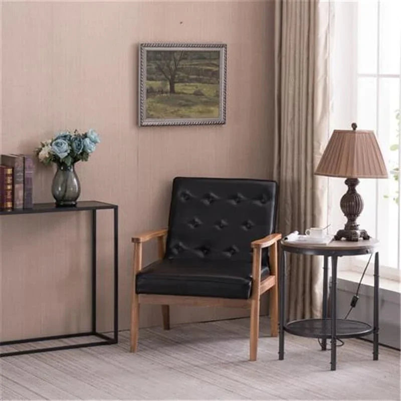 Retro Modern Faux Leather Chair Black
