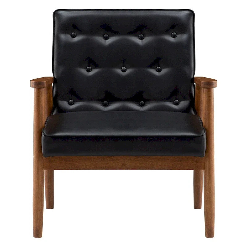 Retro Modern Faux Leather Chair Black