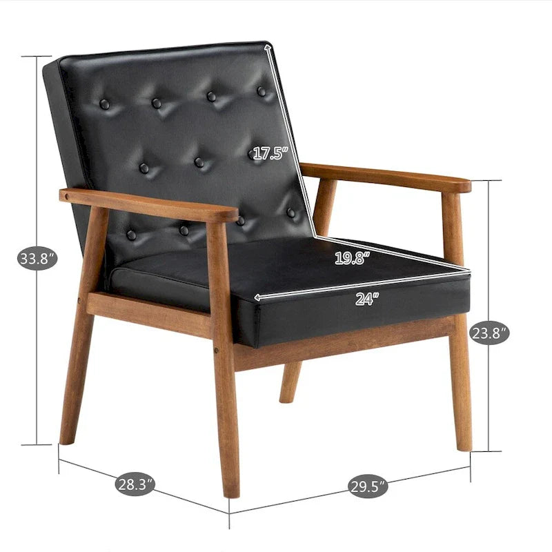 Retro Modern Faux Leather Chair Black