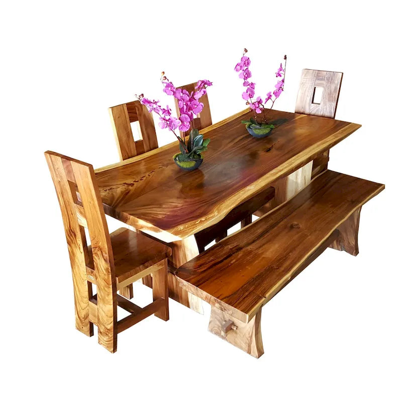 Tavolo da pranzo Chic Teak Suar con bordo vivo in lastra unica - 71 pollici (solo tavolo)