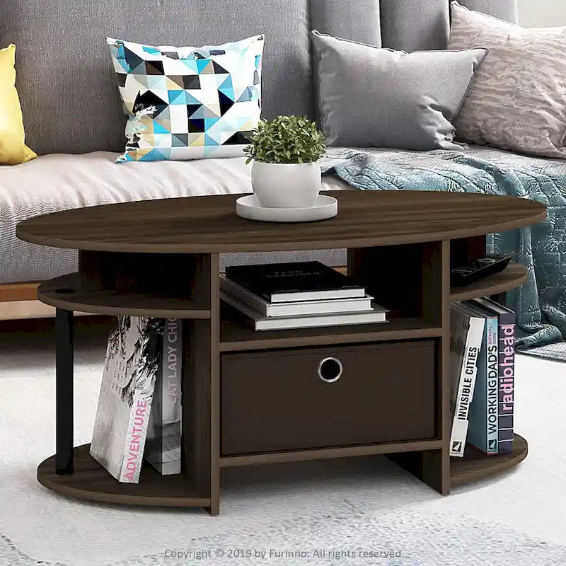 FURINNO JAYA Tavolino da caffè ovale dal design semplice