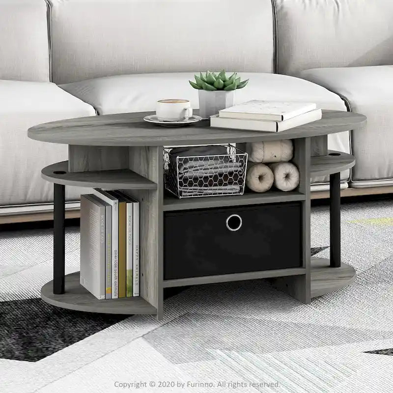 FURINNO JAYA Tavolino da caffè ovale dal design semplice