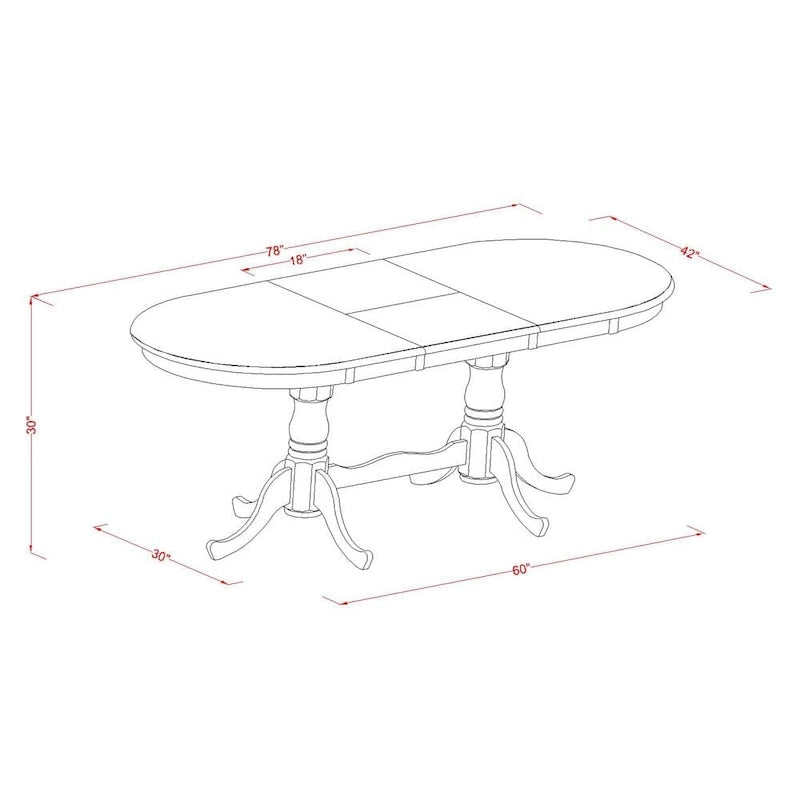 East West Furniture Table Set Consist of an Oval Table with Butterfly Leaf and Dining Chairs (Chair Seat Type Options)