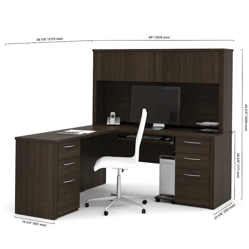 Kit scrivania workstation a L con 6 cassetti Bestar Embassy