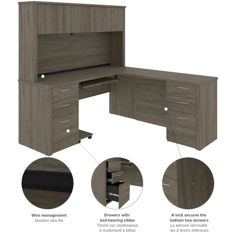 Kit scrivania workstation a L con 6 cassetti Bestar Embassy