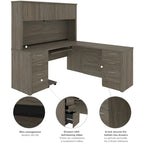 Kit scrivania workstation a L con 6 cassetti Bestar Embassy