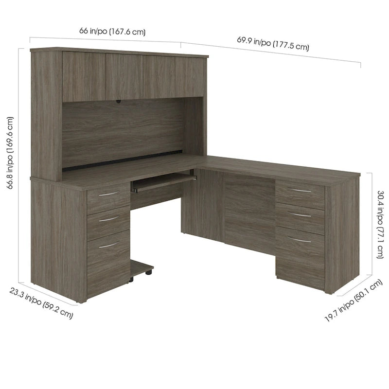 Kit scrivania workstation a L con 6 cassetti Bestar Embassy