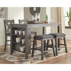 Tavolo da pranzo rettangolare altezza bancone Caitbrook con contenitore - Grigio
