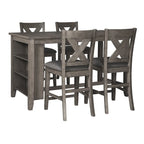 Tavolo da pranzo rettangolare altezza bancone Caitbrook con contenitore - Grigio