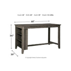 Tavolo da pranzo rettangolare altezza bancone Caitbrook con contenitore - Grigio