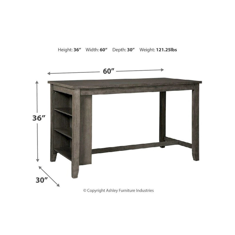 Tavolo da pranzo rettangolare altezza bancone Caitbrook con contenitore - Grigio
