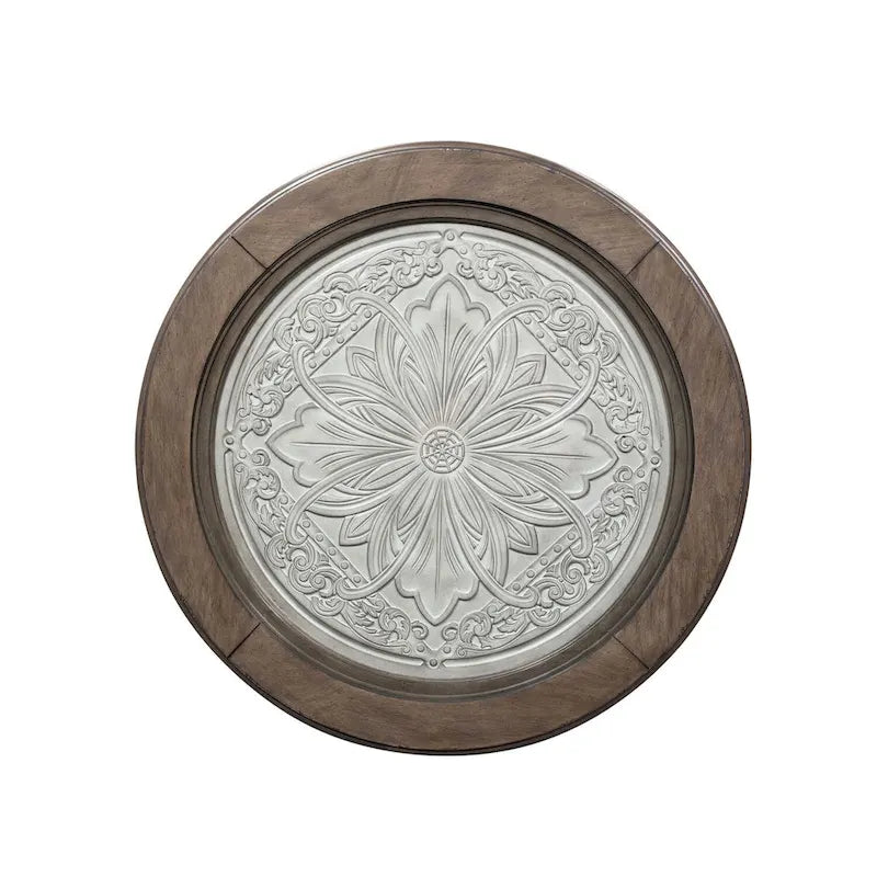 Tavolino da cocktail rotondo Heartland Antique White & Tobacco con piastrelle a soffitto