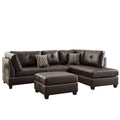 Plushed Bonded Leather 3 Pieces Sectional Set In Brown
