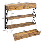 3 Tier Entryway Console Table with Drawer and 2 Open Storage