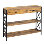 3 Tier Entryway Console Table with Drawer and 2 Open Storage