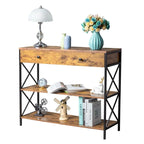 3 Tier Entryway Console Table with Drawer and 2 Open Storage