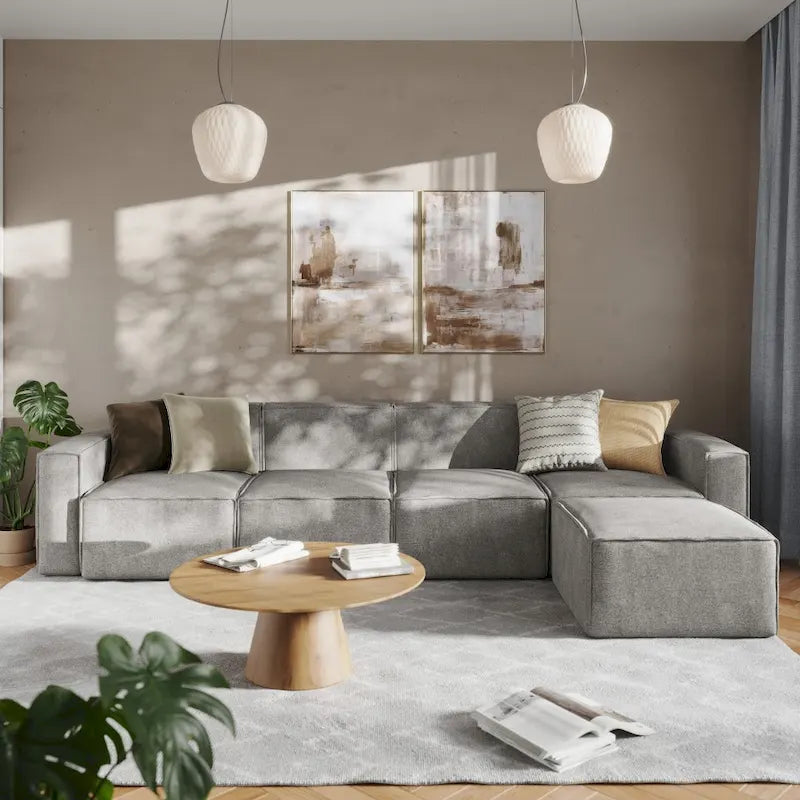 Contemporary 5 Piece Modular Sectional Sofa with Ottoman