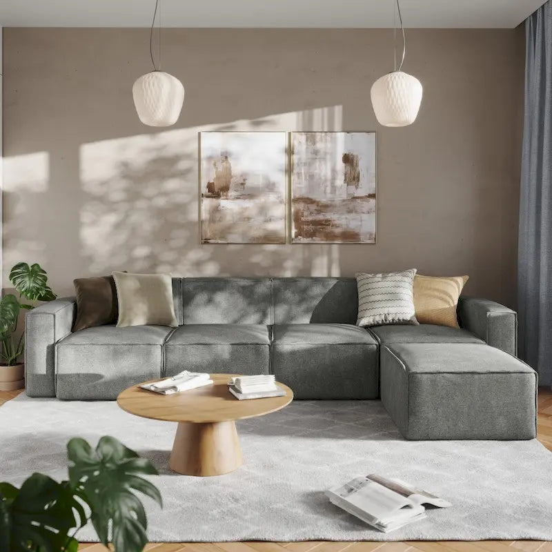 Contemporary 5 Piece Modular Sectional Sofa with Ottoman