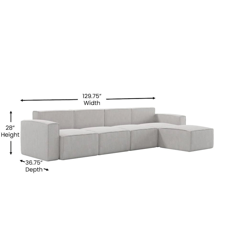 Contemporary 5 Piece Modular Sectional Sofa with Ottoman