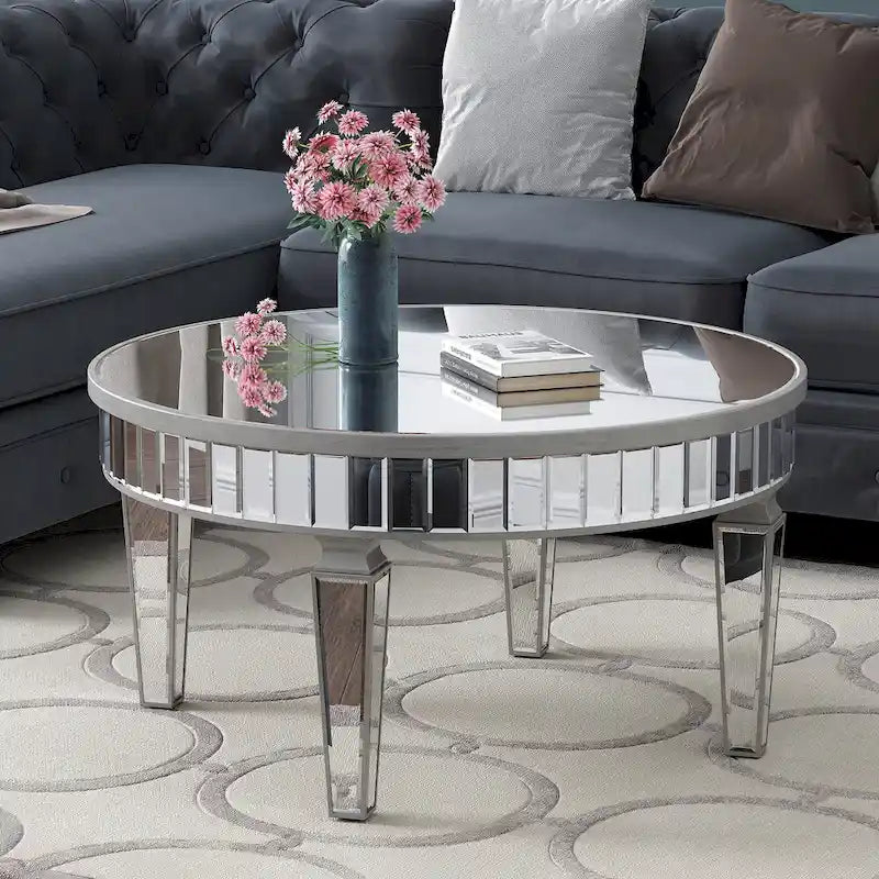 Round Coffee Table Mirror Accent Table