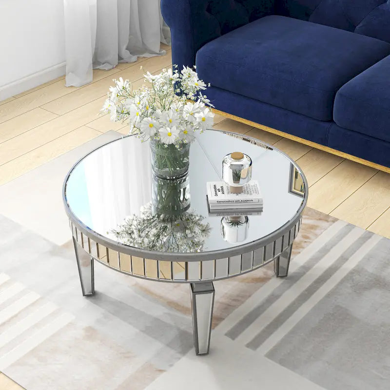Round Coffee Table Mirror Accent Table