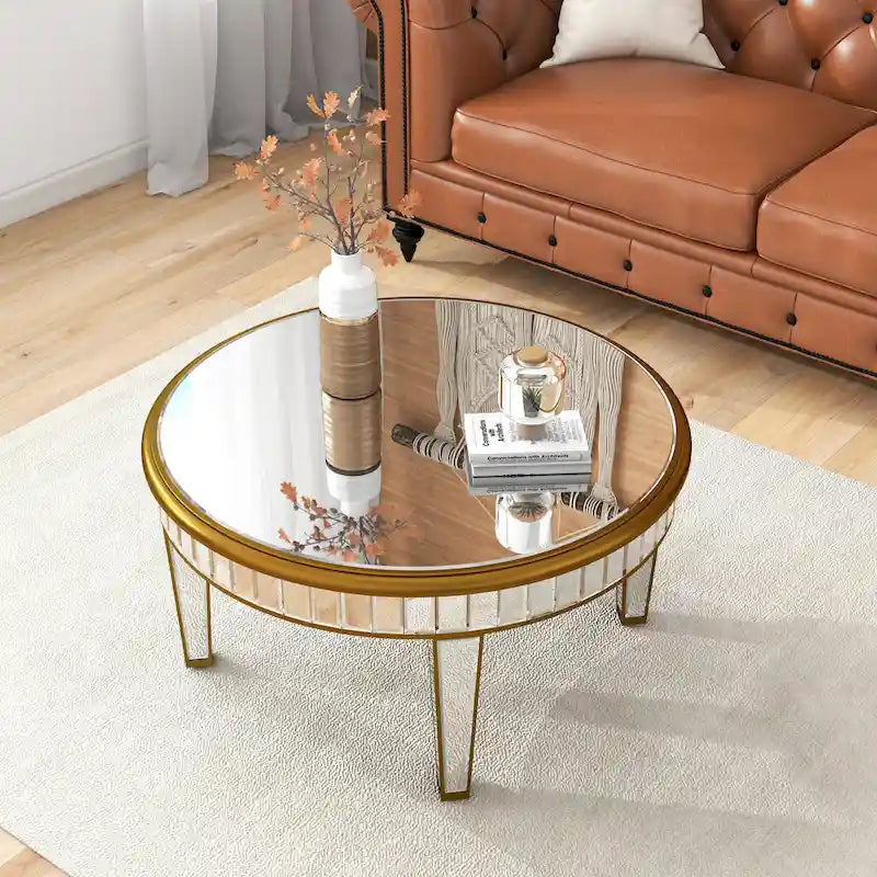 Round Coffee Table Mirror Accent Table