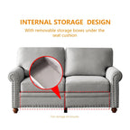 Linen Fabric Upholstery with Storage Loveseat (Beige)