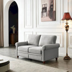 Linen Fabric Upholstery with Storage Loveseat (Beige)