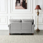 Linen Fabric Upholstery with Storage Loveseat (Beige)