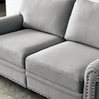 Linen Fabric Upholstery with Storage Loveseat (Beige)