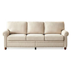 Linen Fabric Upholstery with Storage Loveseat (Beige)