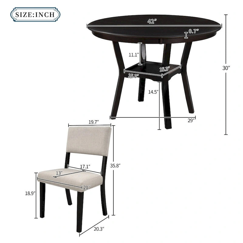 5-Piece Kitchen Dining Table Set with 4 Upholstered Chairs