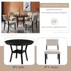 5-Piece Kitchen Dining Table Set with 4 Upholstered Chairs