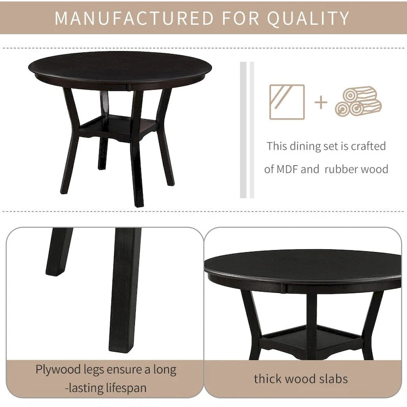 5-Piece Kitchen Dining Table Set with 4 Upholstered Chairs