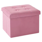 LUSIMO 16 Folding Velvet Storage Ottoman Bench Toy Chest Footstool Hold up to 330 lb For Bedroom Living Room