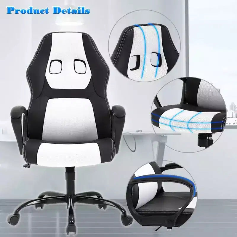 FDW Sedia da Ufficio Sedia da Gaming per PC Sedia da Scrivania Economica in Pelle PU Sedia da Computer Direzionale con Supporto Lombare per Donne e Uomini