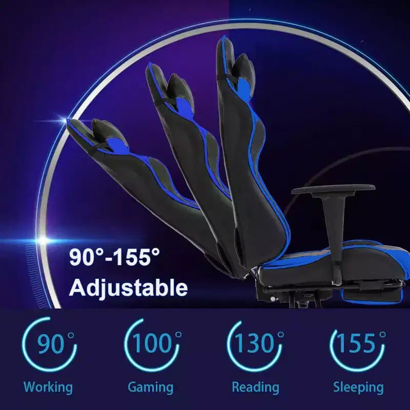 FDW PC Gaming Chair Desk Chair Office Chair Executive High Back PU Leather Racing Computer Chair with Lumbar Support Footrest