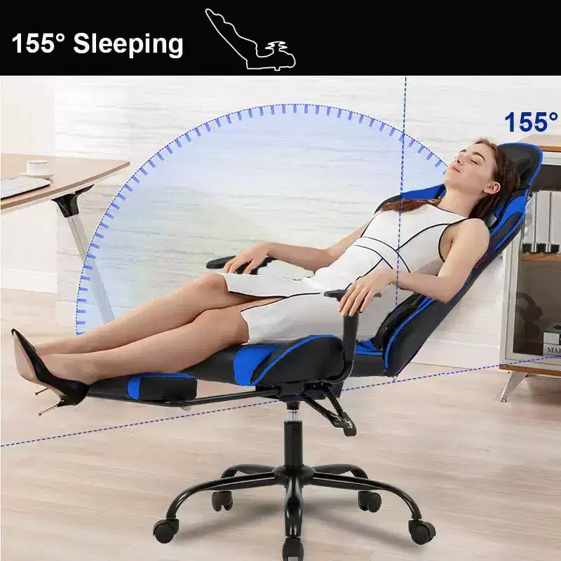 FDW PC Gaming Chair Desk Chair Office Chair Executive High Back PU Leather Racing Computer Chair with Lumbar Support Footrest