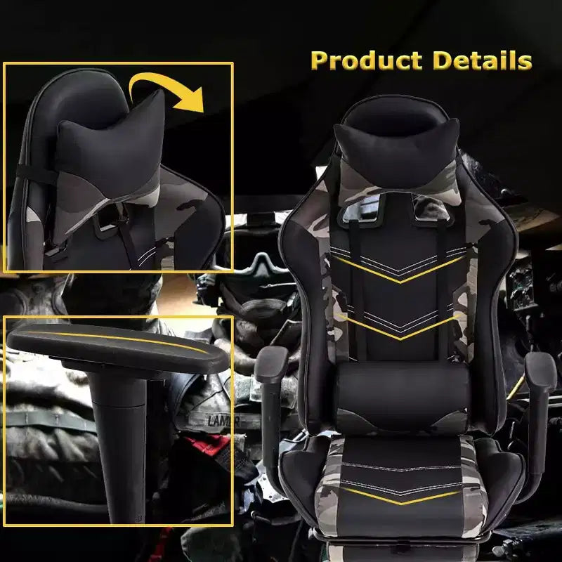 FDW PC Gaming Chair Desk Chair Office Chair Executive High Back PU Leather Racing Computer Chair with Lumbar Support Footrest