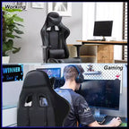 FDW PC Gaming Chair Desk Chair Office Chair Executive High Back PU Leather Racing Computer Chair with Lumbar Support Footrest