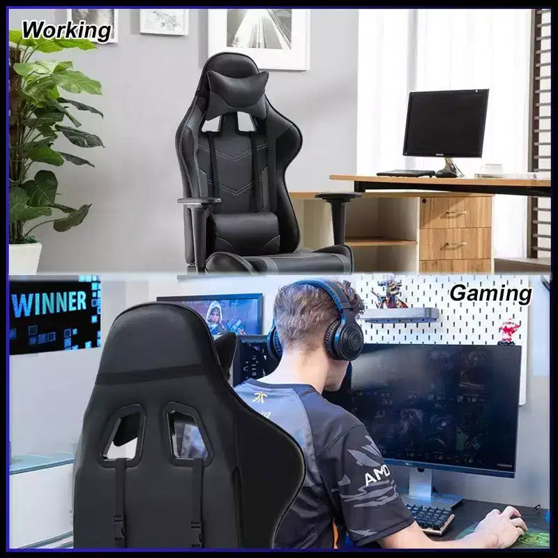 FDW PC Gaming Chair Desk Chair Office Chair Executive High Back PU Leather Racing Computer Chair with Lumbar Support Footrest