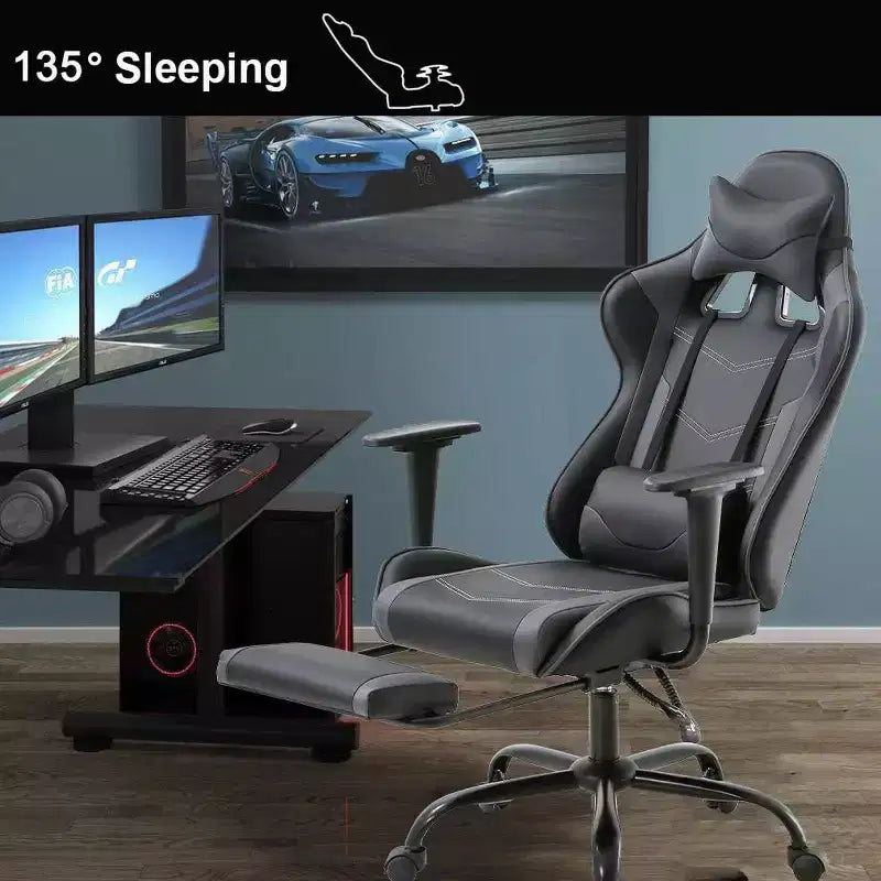 FDW PC Gaming Chair Desk Chair Office Chair Executive High Back PU Leather Racing Computer Chair with Lumbar Support Footrest