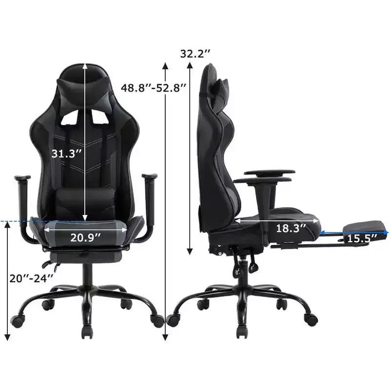 FDW PC Gaming Chair Desk Chair Office Chair Executive High Back PU Leather Racing Computer Chair with Lumbar Support Footrest