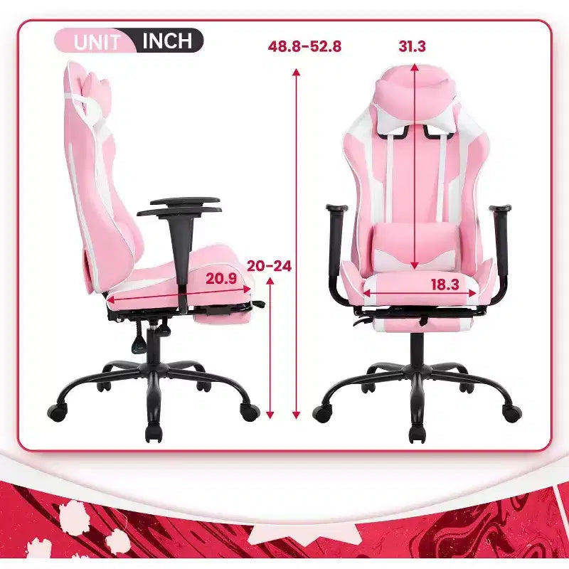 FDW PC Gaming Chair Desk Chair Office Chair Executive High Back PU Leather Racing Computer Chair with Lumbar Support Footrest