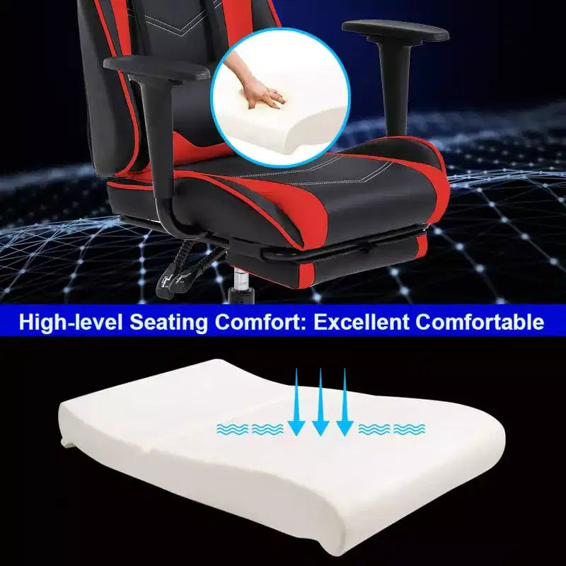 FDW PC Gaming Chair Desk Chair Office Chair Executive High Back PU Leather Racing Computer Chair with Lumbar Support Footrest