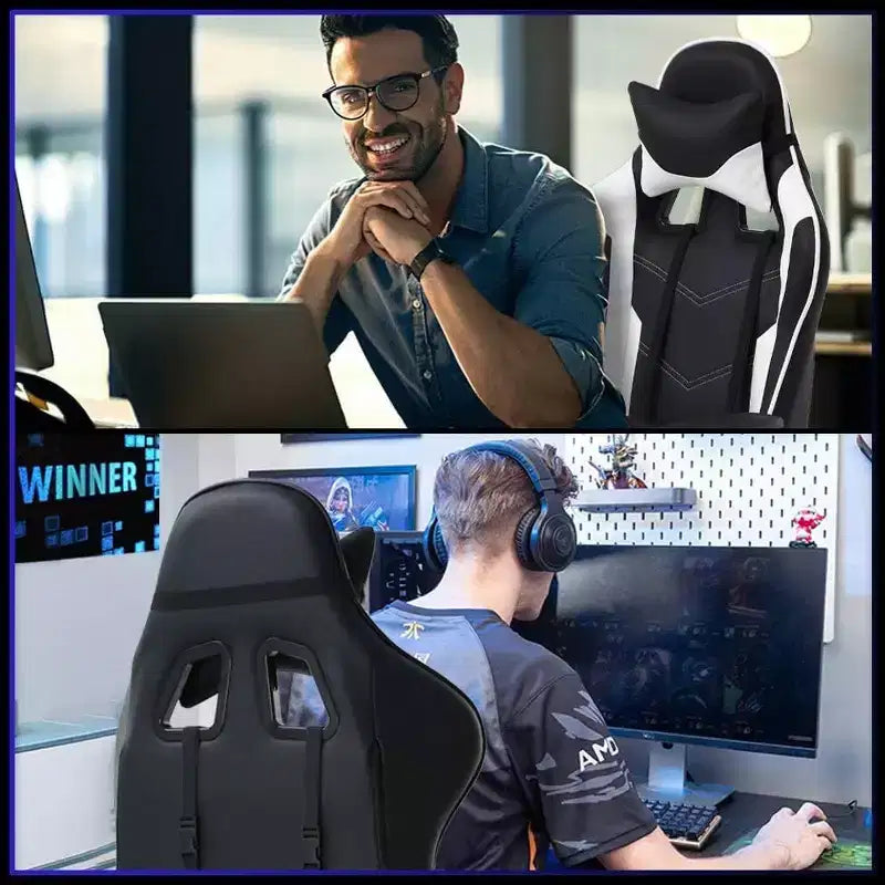 FDW PC Gaming Chair Desk Chair Office Chair Executive High Back PU Leather Racing Computer Chair with Lumbar Support Footrest